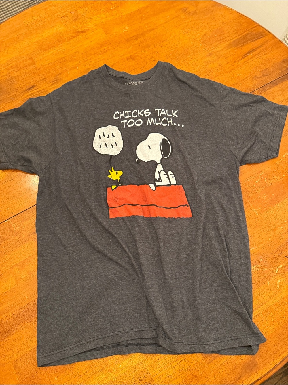 Peanuts Charcoal Short Sleeve Tee with Snoopy & Woodstock Graphic xl